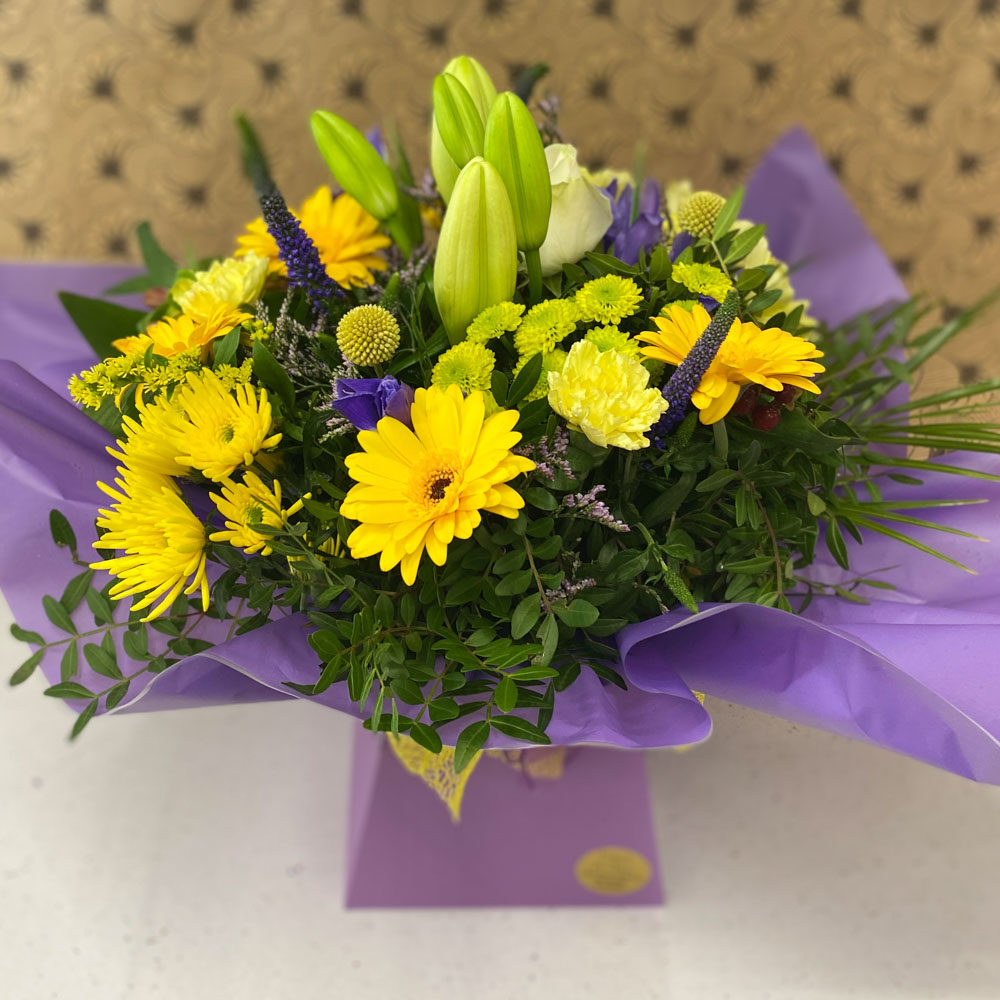 Yellow and Purple Handtied